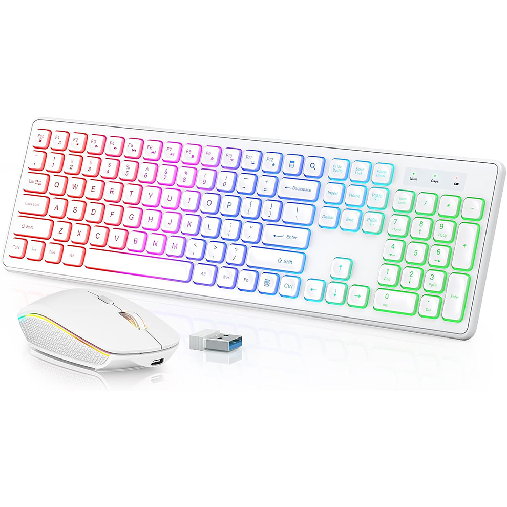 Gaming Keyboard Bluetooth - Backlit Wireless Keyboard and Mouse,Quiet Light